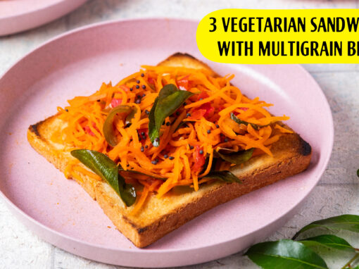 3 vegetarian sandwiches with multigrain bread